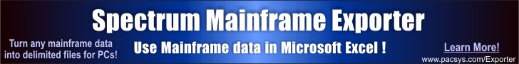 Spectrum Mainframe Exporter - Turn any mainframe data into delimited files for PC programs like Excel.